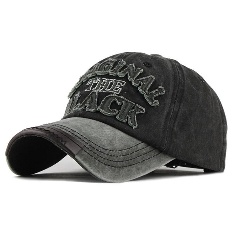 Cap Factory Retro gewassen baseballcap voorzien van snapback hoed voor heren dames casual pet brief zwarte pet zwart/groen