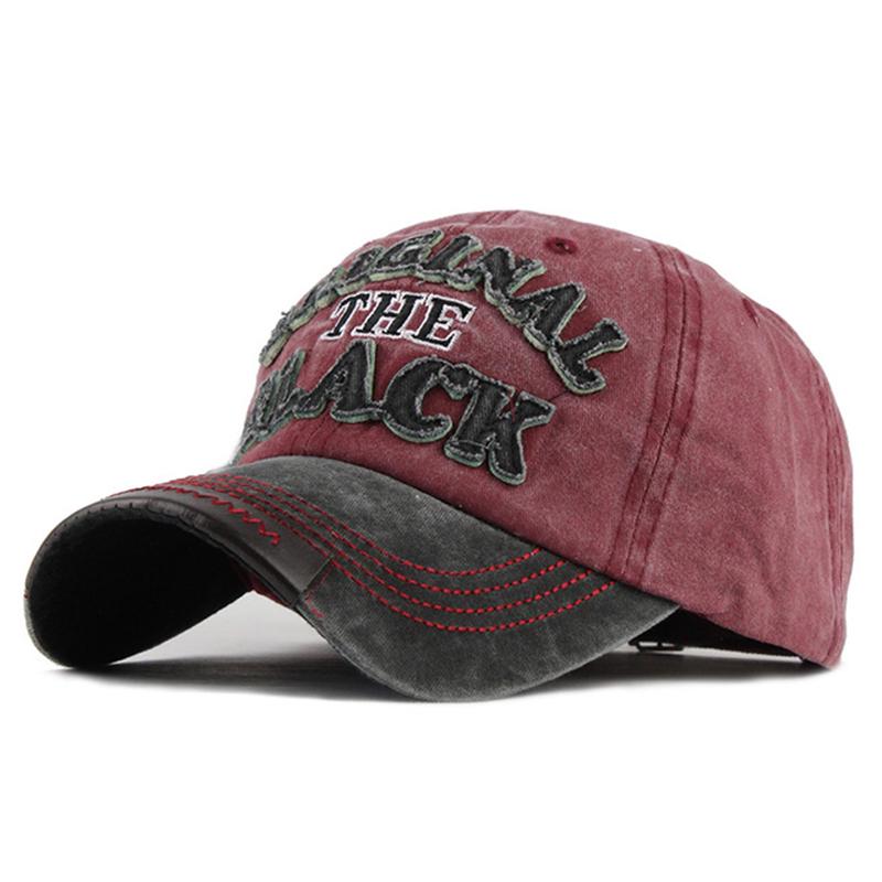 Cap Factory Retro gewassen baseballcap voorzien van snapback hoed voor heren dames casual pet brief zwarte pet zwart/rood