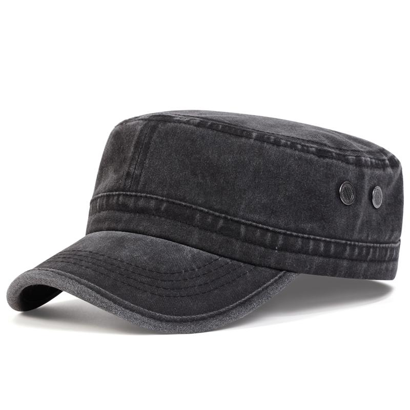 Cap Factory Unisex Wash Flat Top Caps Ademend Katoen Baseball Cap Outdoor Zonbescherming Trucker Hats Light Plate Hat zwart