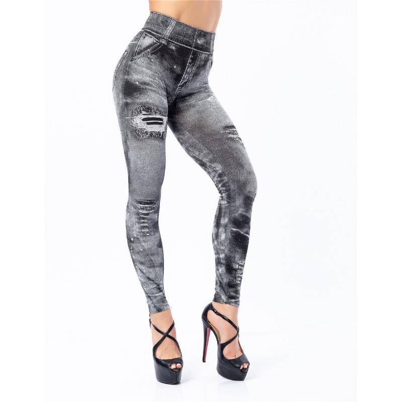 Lucky Black Cat Dames Plus Size potloodbroek Imitatie jeans Denim broek Hoge taille legging Casual 3XL