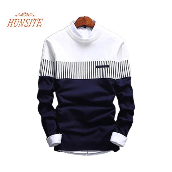Snug Home Heren herfstmode casual strip kleurblok gebreide trui trui trui L wit