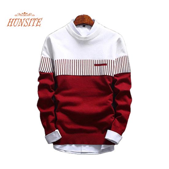 Snug Home Heren herfstmode casual strip kleurblok gebreide trui trui trui 2XL rood