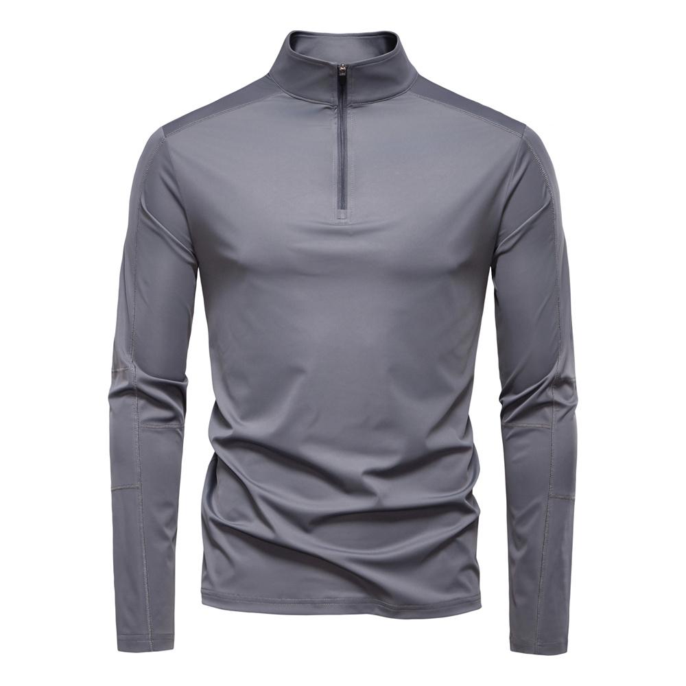AIOPESON Lente Zomer Heren Cool Touch UPF 100+ Zonbescherming T-shirt Mock Neck Slim Fit Lange Mouw Pullover Top T-shirt Heren EUR XL 85-95kg
