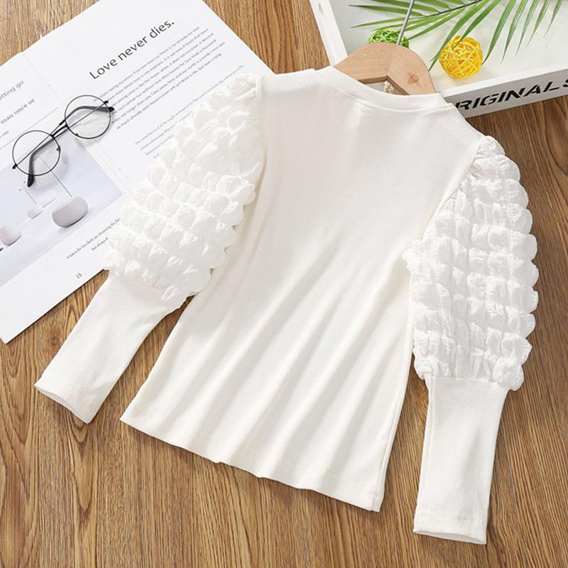Good pineapple Baby kinderen Meisje Prinses T-shirt Bladerdeeg Lange Mouw Baby Peuter Kind Katoenen Sweatshirt Meisje Top Lente Herfst Babykleertjes 1-8Y 130