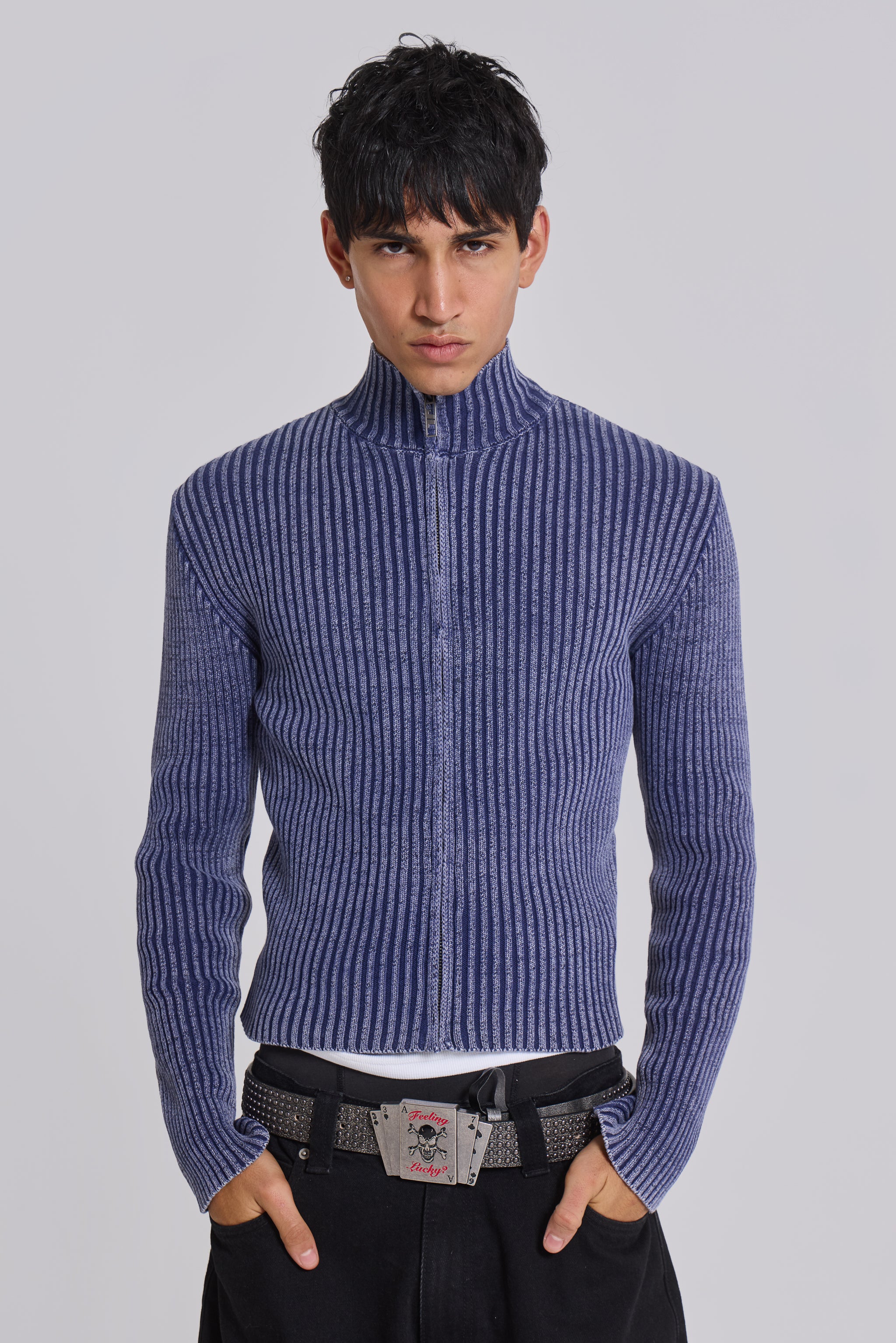 Jaded Man Blue Lucid Knit Track Top