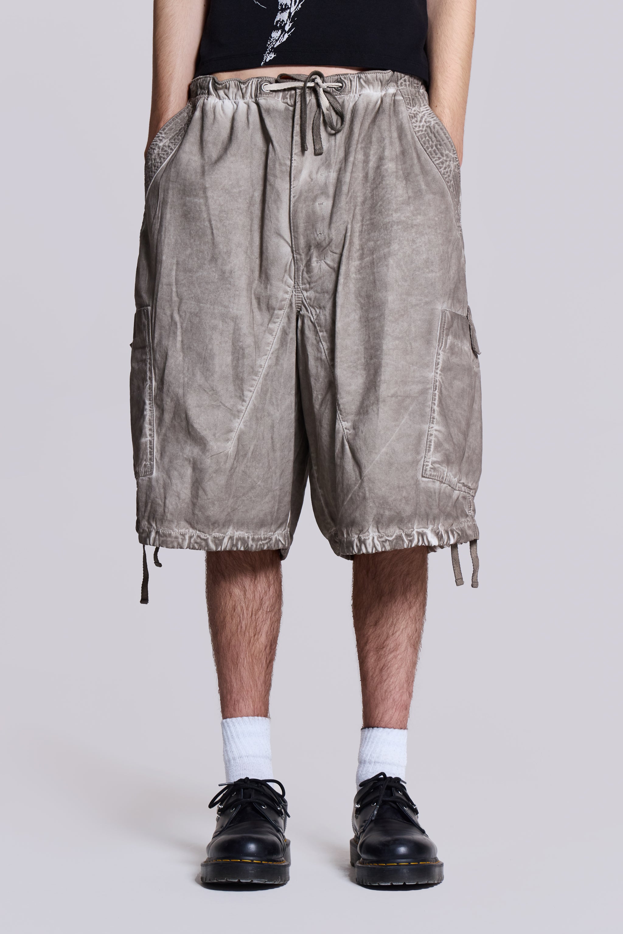Jaded Man Stone Oil Wash Parachute Baggy Shorts