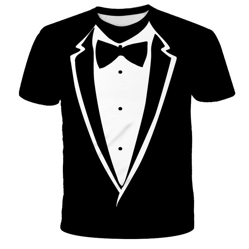 HerSight Kinder T-shirts Grappig Formeel Pak Korte Mouw Kinderen Shirt Casual Feestkleding Jongens Tops Tee 130