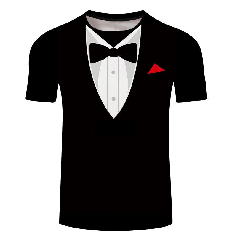 HerSight Kinder T-shirts Grappig Formeel Pak Korte Mouw Kinderen Shirt Casual Feestkleding Jongens Tops Tee 130