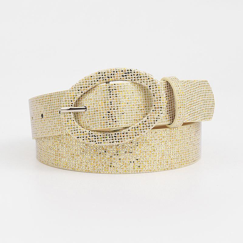 COOLERFIRE FASHION Vrouwen Riem Cummerbund Ceinture Femme Glitter Goud Mode Casual Hoge Kwaliteit Vrouwelijke Riem voor Vrouwen Zilveren Pu Taille Riem AL103 110cm champagne