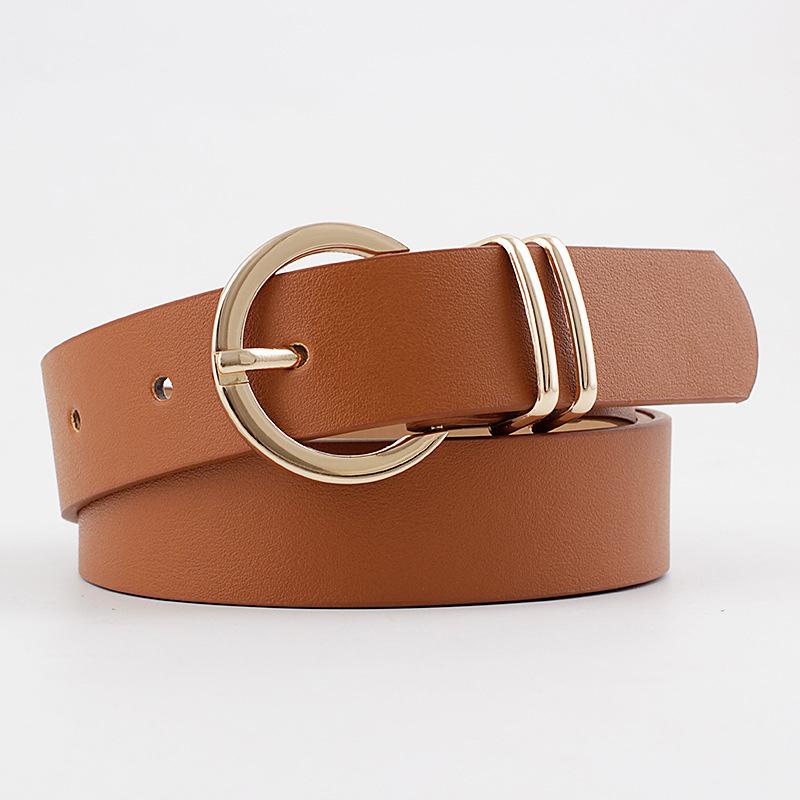 COOLERFIRE FASHION Damesbroekriem Pu-leer Designerriem Eenvoudig modemerkriem Damesriem voor jeans voor jurken Damesriem DT169 105CM kameel