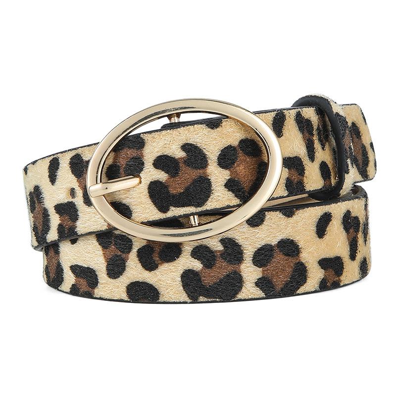 Cozy Up Accessories Ronde gesp luipaardpatroon PU-riem Dames luipaardpatroondecoratie met magische riem 105*2.6cm