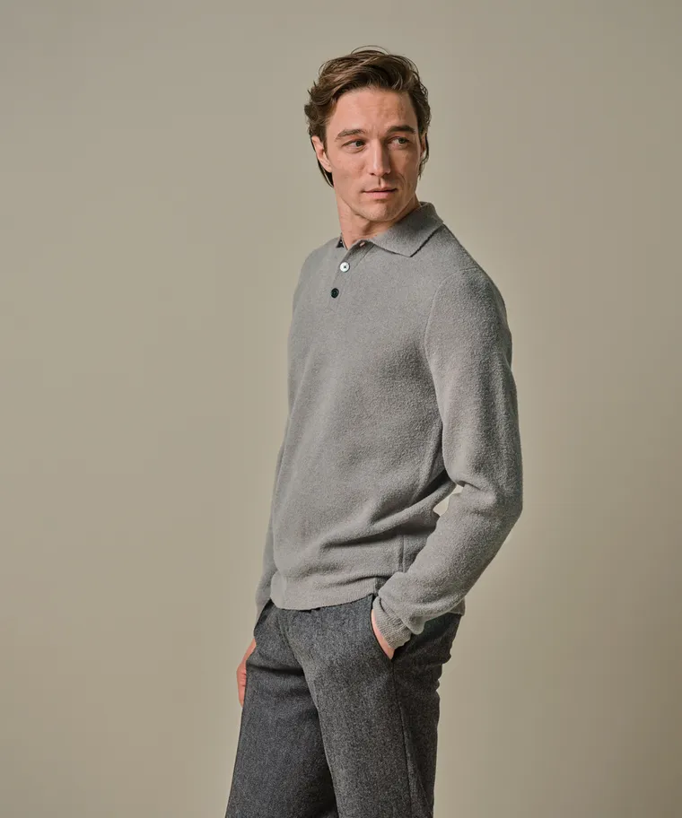 Profuomo polo ls ppwj30033d c2 mid grey