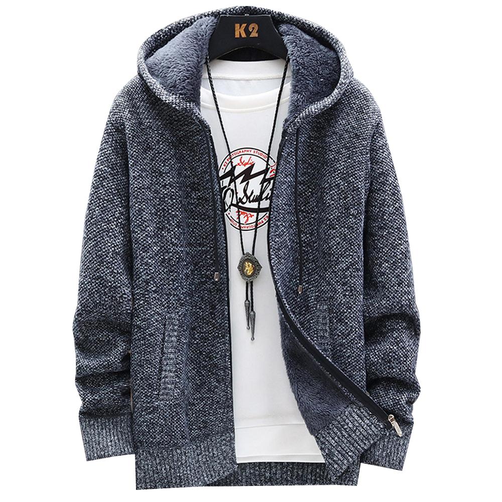 4 MEN Heren flodderige trui met volledige ritssluiting, capuchon, casual warme tops, effen uitloperjassen M