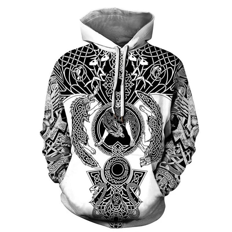 ETST 011 Vintage Sweatshirt Heren 3D Print Viking Mythologie Capuchon Lange Mouw Oversized Hip Hop Heren Hoodies Kinderen Sweatshirt Heren Jas 4XL