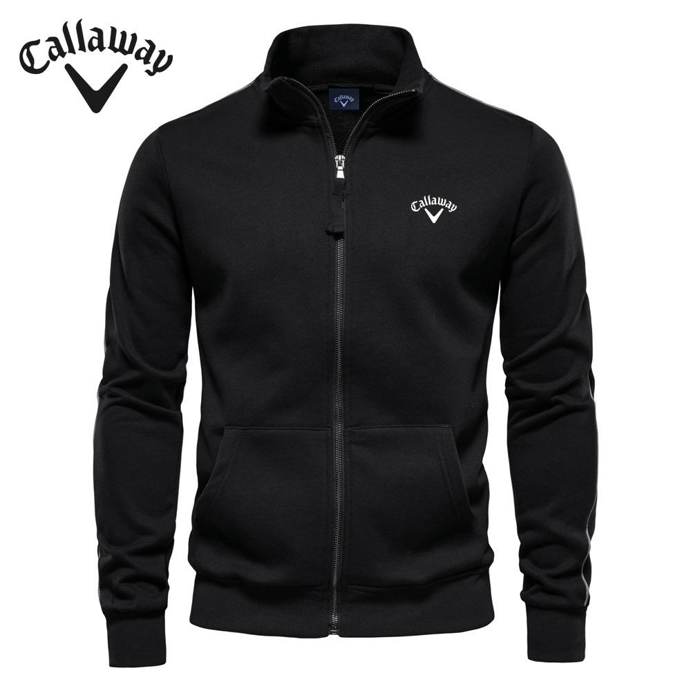 Callaway Geborduurde Herfst Winter Nieuwe Heren Opstaande Kraag Rits Lange Mouw Sweatshirt Sport Contrasterende Kleur Casual Cardigan Jas L
