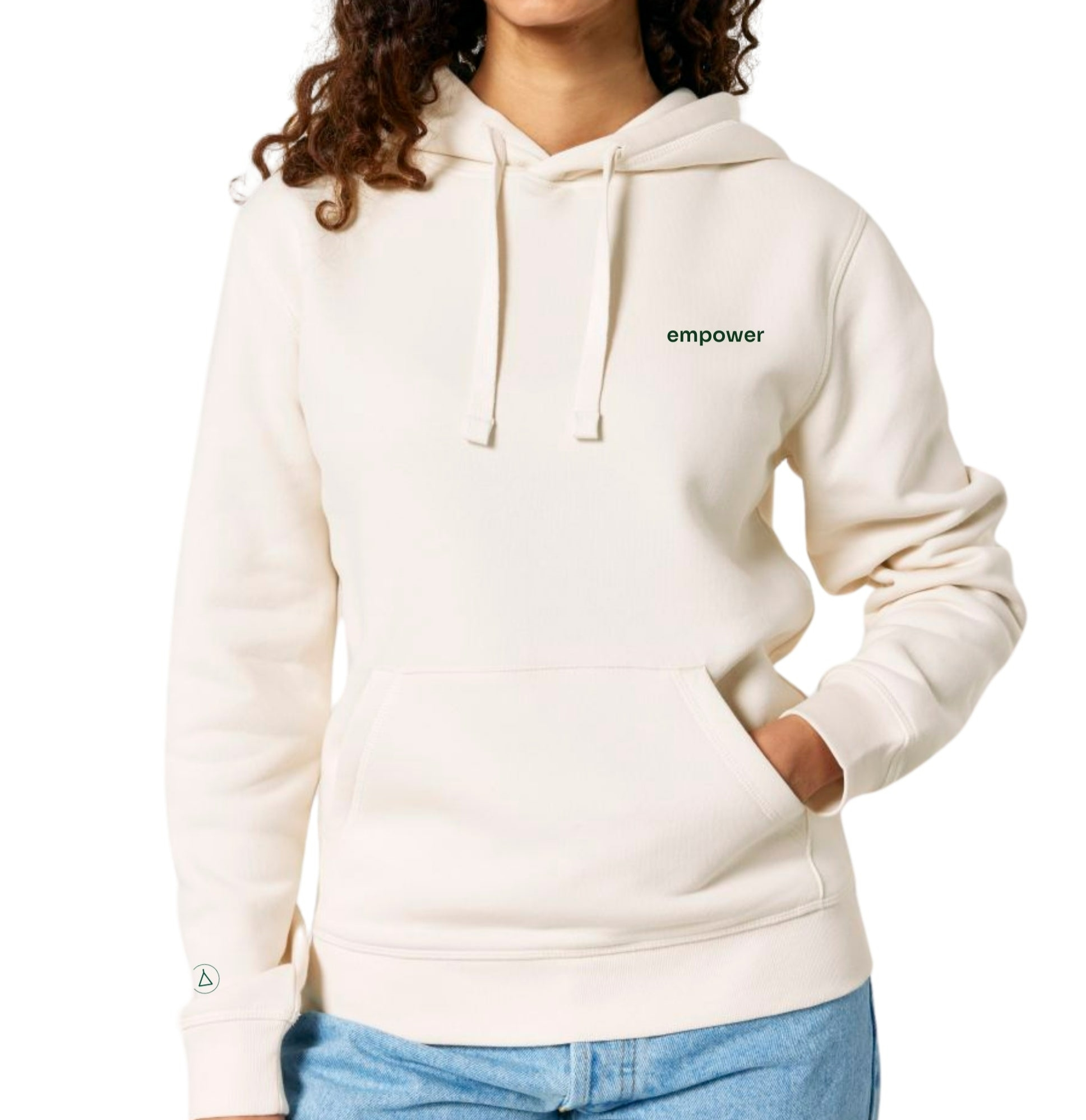 Inaska Damen vegan Hoodie Unisex Empower Vintage WeiÃŸ DunkelgrÃ¼n