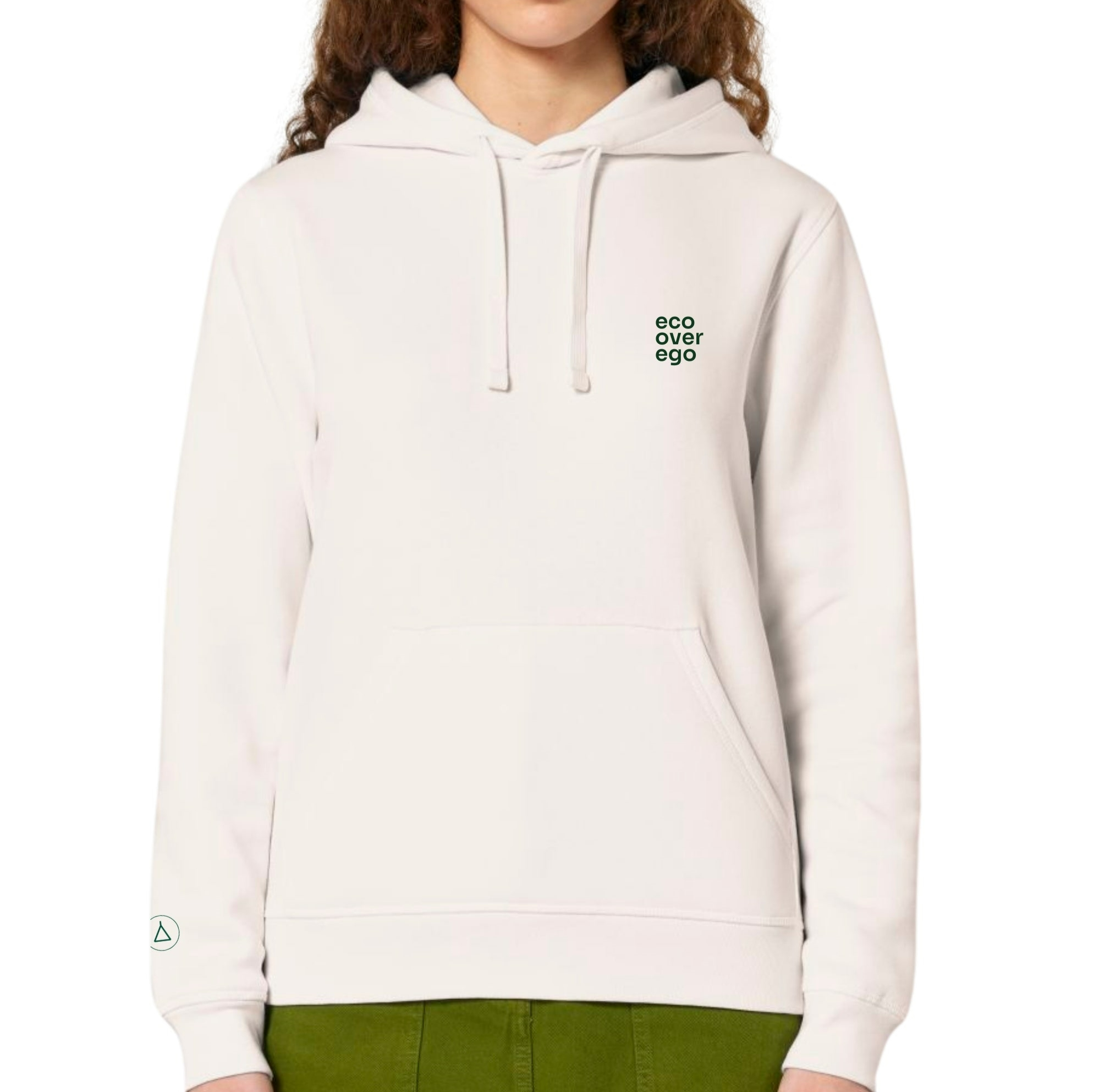 Inaska Damen vegan Hoodie Statement Unisex Eco Vintage WeiÃŸ DunkelgrÃ¼n