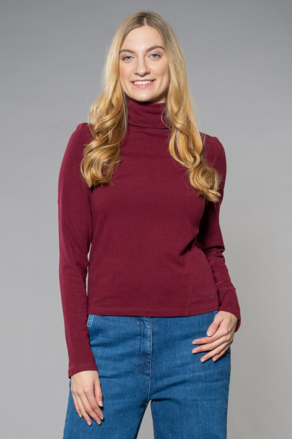 Feuervogl Damen vegan Rollkragentop Alva Weinrot