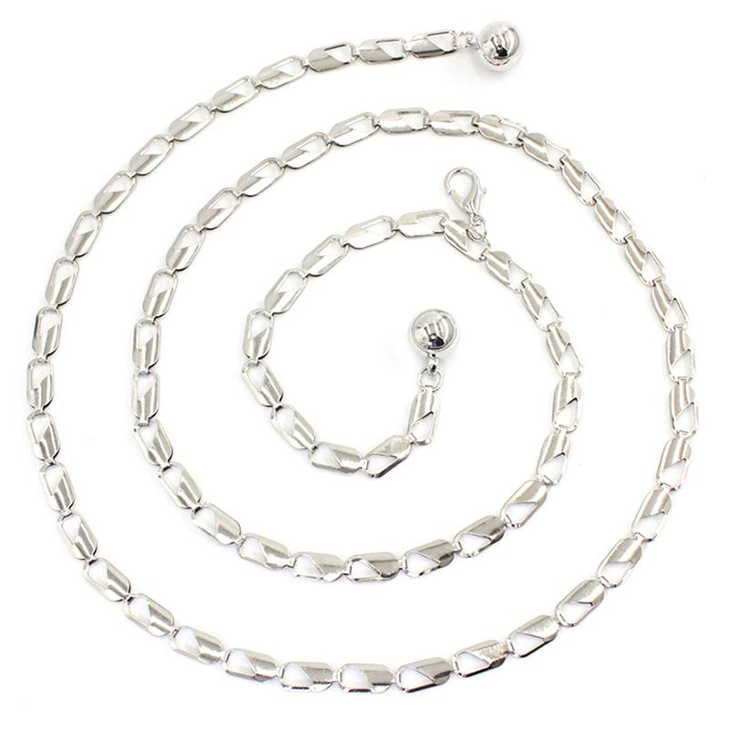Foreign Parts Tailleketting voor dames Metalen haak Verstelbare tailleketting Decoratieve kledingketting zilver