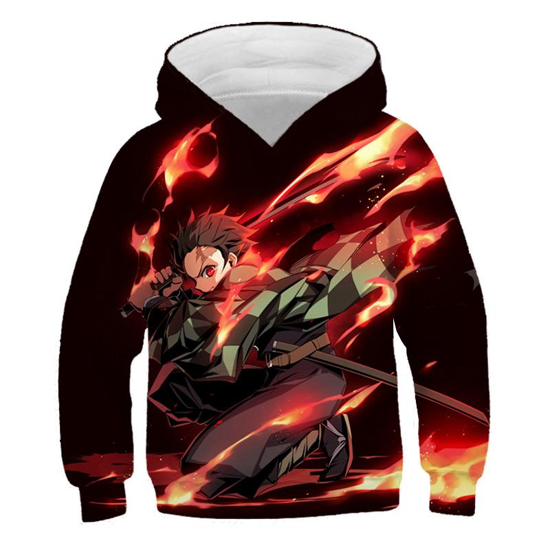 ETST WENDY 011 Jongens Demon Slayer Hoodie Kinderen Capuchon Kleding Kinderen Lange Mouw Tops Nieuwe Anime Serie Cartoon Mode Kleding 160