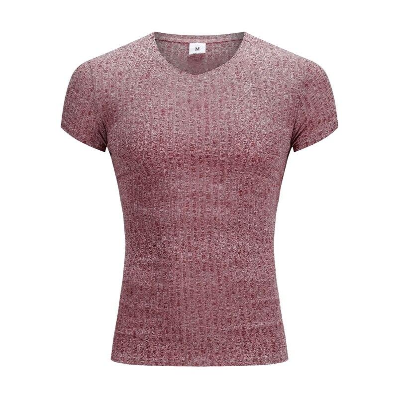 Muscle Guys Muscleguys Heren Knitwear Fitness Workout Slanke Korte Mouwen Mode Bodybuilding T-shirts Zomer Sport Gym Kleding XXL bordeaux