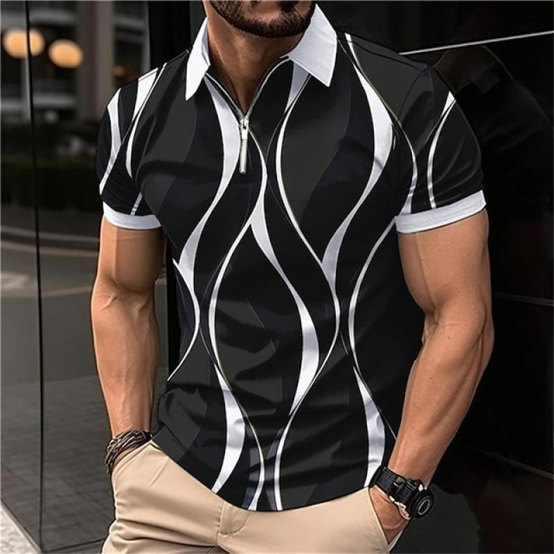 Haojun Klassiek patroon bedrukt modieus poloshirt, 2023 zomer nieuw herenpoloshirt met reversrits. M