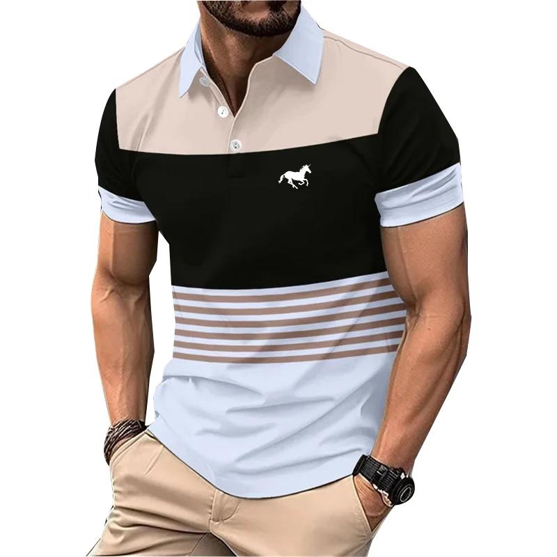 Haodingfushi Heren Casual Mode Korte Mouw Slim Fit Revers Polo Shirt. L