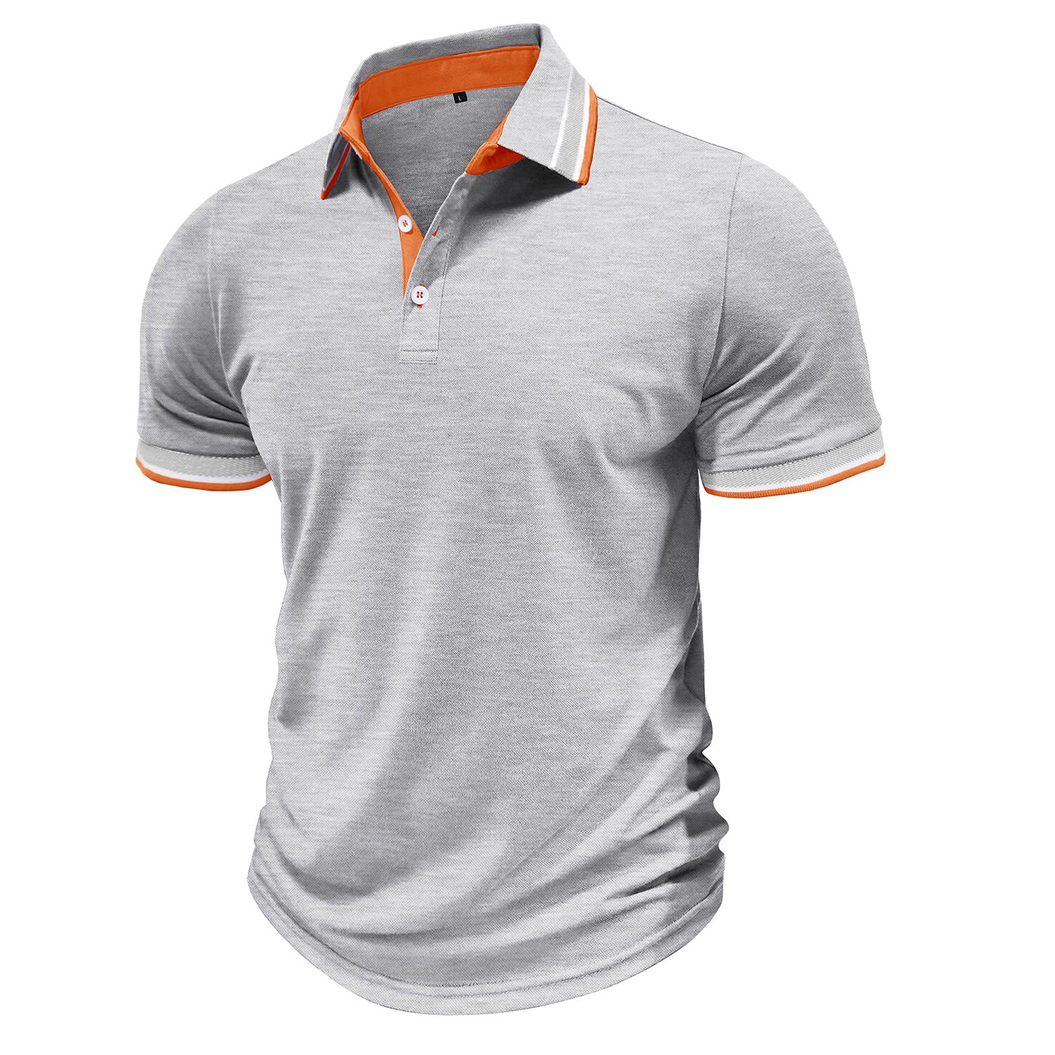 Bright Deer Heren T-shirts Kleurblok Korte mouwen Poloshirts Reverskraag Tops Dagelijks Casual Zomer Herenkleding Tennis Golfshirt XXL lichtgrijze kleur