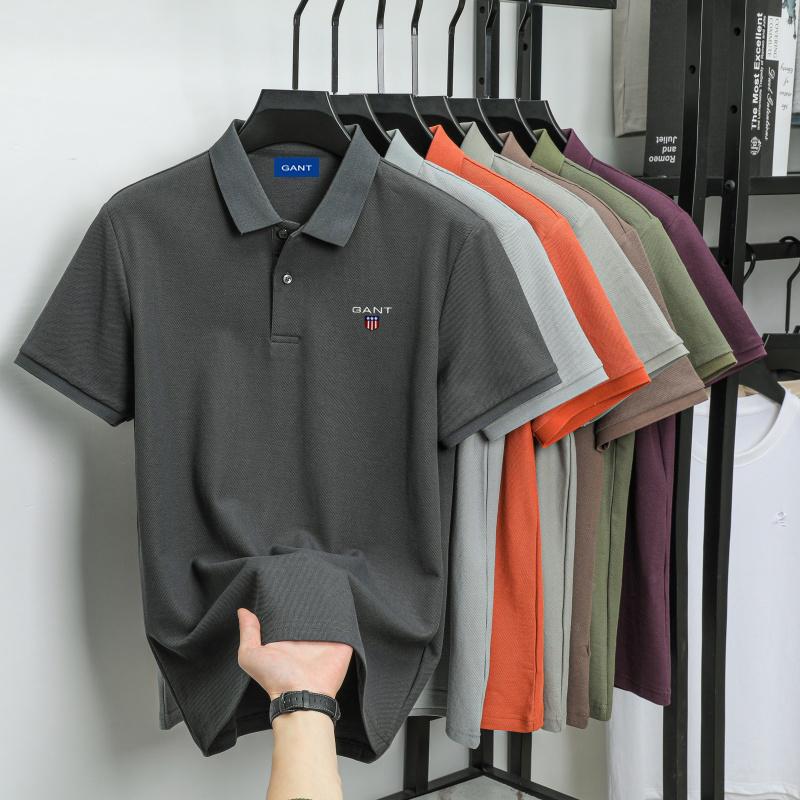 Gant Summer Men's New Embroidered Solid Color Mercerized Cotton Loose Moisture Wicking and Quick Drying Casual Polo Shirt L