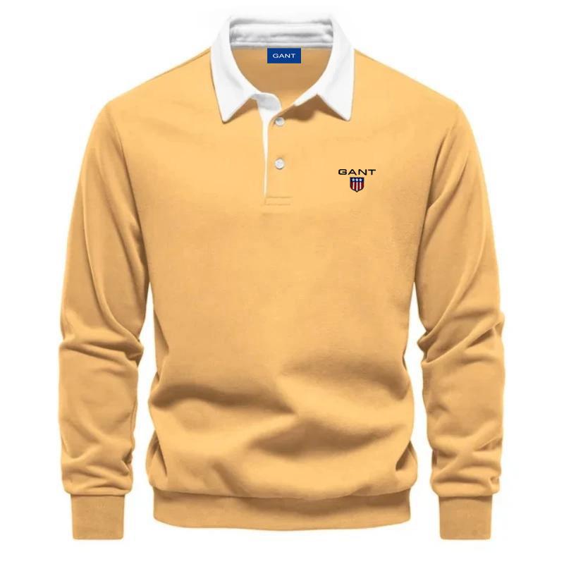 Gant Men's Embroidered Pure Cotton Long Sleeved Polo Shirt for Autumn and Winter, New Fashionable and Casual Multifunctional Top XL