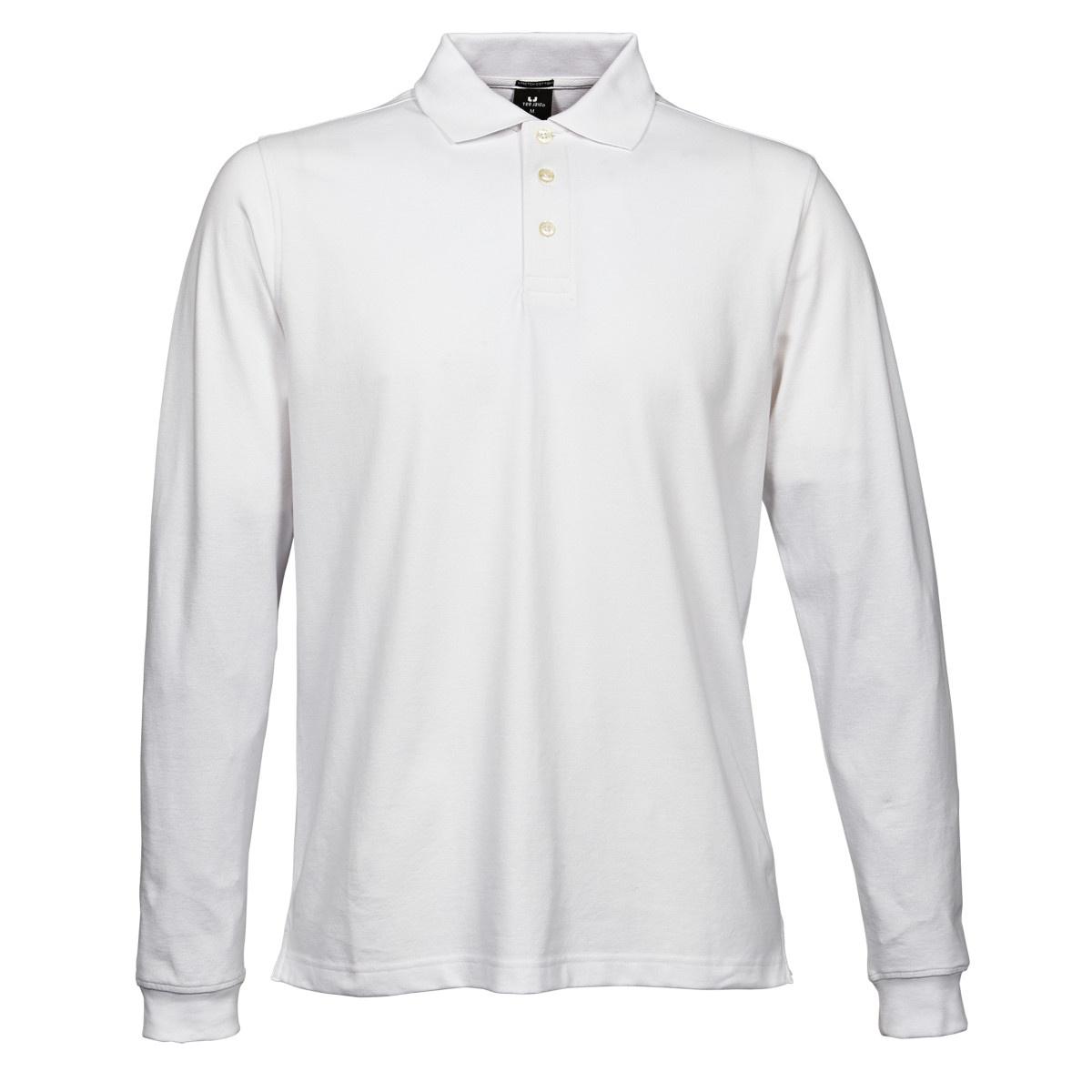Tee Jays Heren luxe stretch poloshirt met lange mouwen 2XL wit