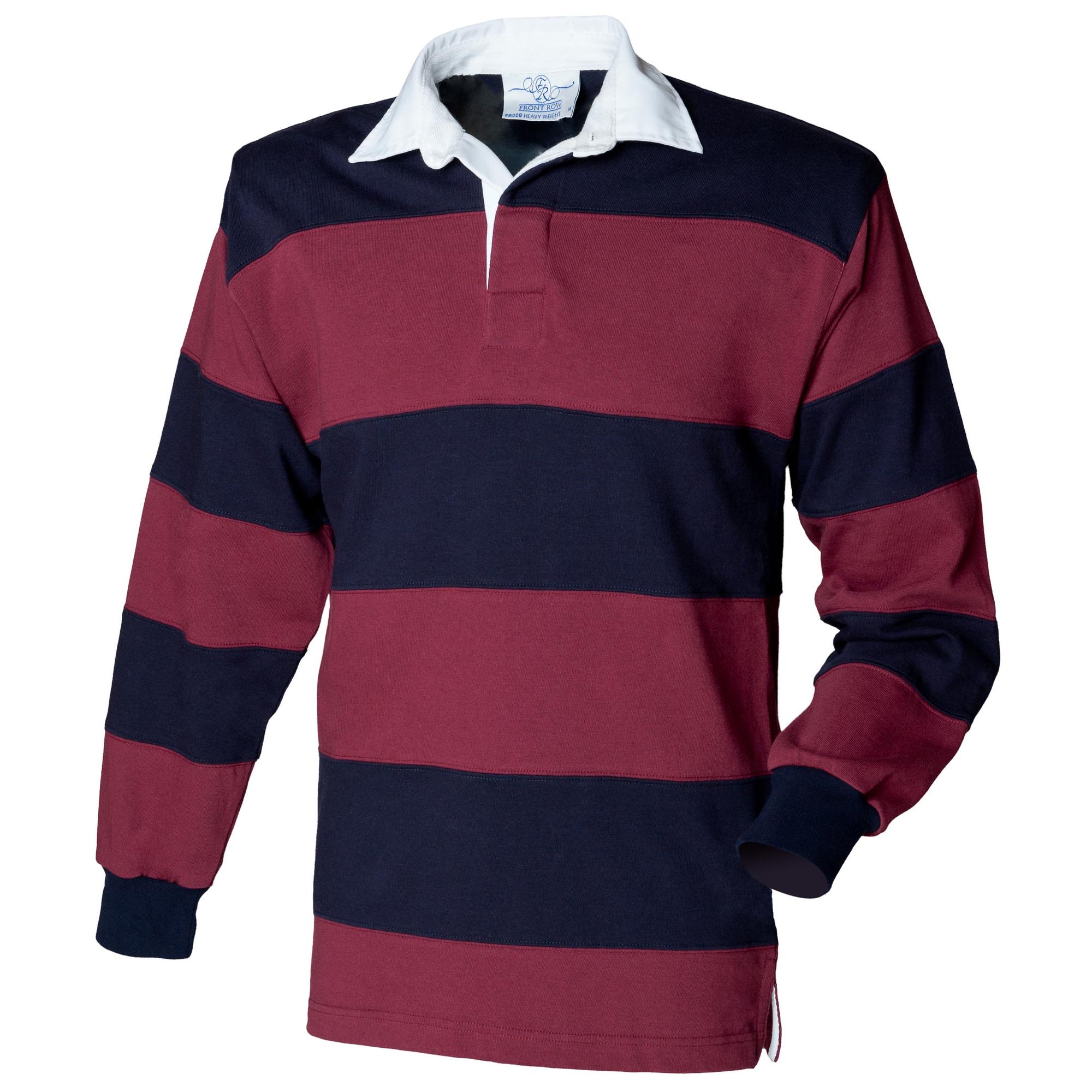 FRONT ROW Sportrugby-poloshirt met lange mouwen en genaaid gestikte strepen op de eerste rij L