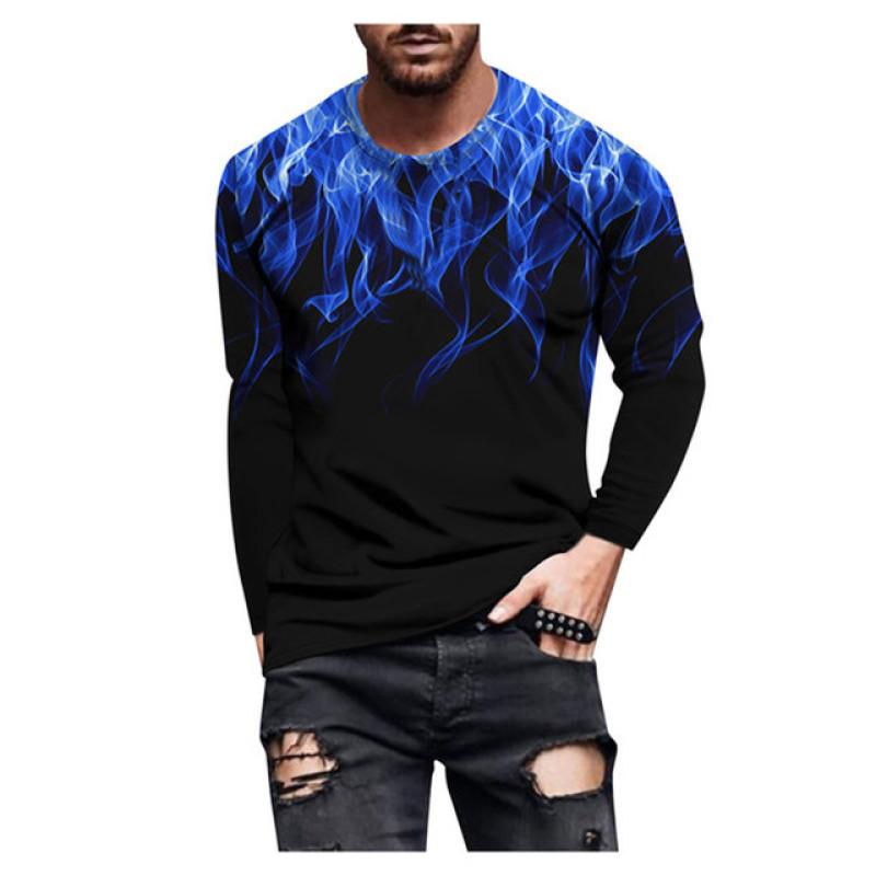 ETST WENDY 005 3D Vlam Tie-dye Bedrukte Herenmode T-shirts Herfst Lange Mouw Man Straat Hip Hop T-shirts Losse O-hals Casual Grote Maat Tops 6XL M