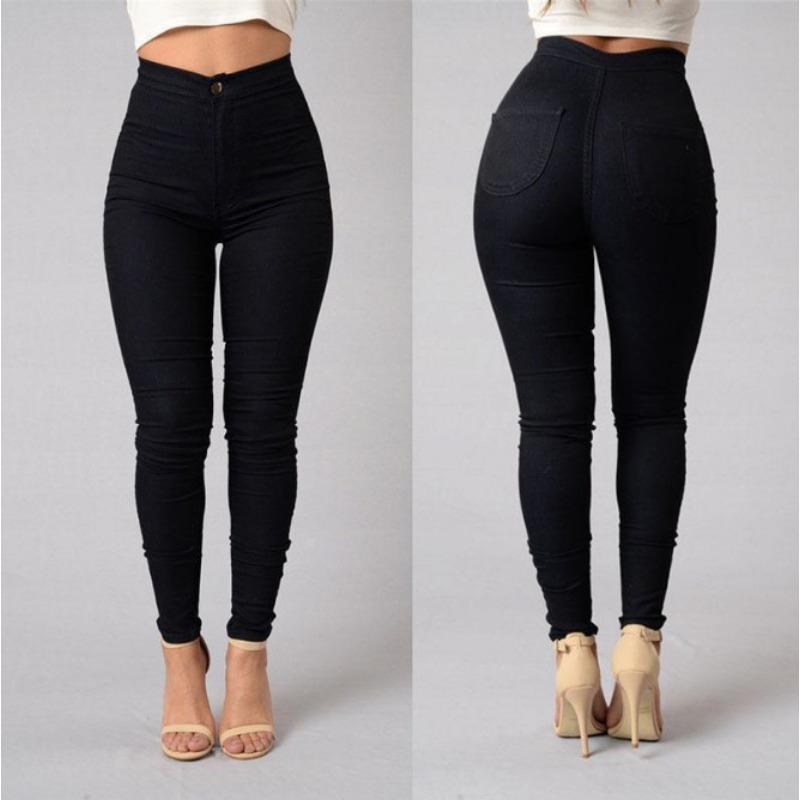 Casual Cothing S Stretch dunne jeans met hoge taille, dames, grote maten, effen potloodbroek, skinny jeans L