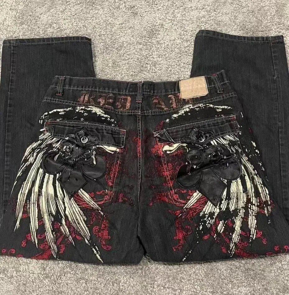 StrideBox Y2K Hip-Hop Cartoon Wijde Pijp Harajuku Jeans S