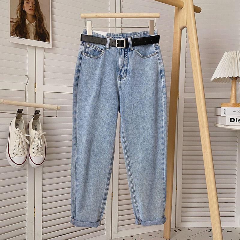 StrideBox Women's High-Waist Retro Slim Straight Jeans - Summer Thin Carrot Fit S