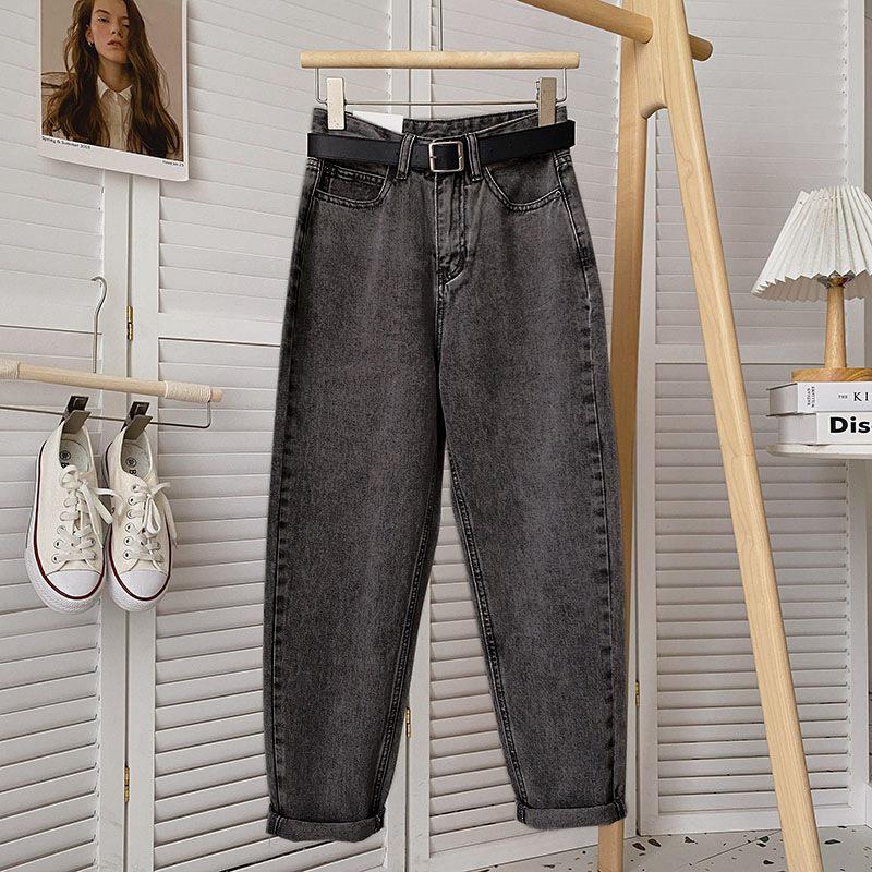 StrideBox Women's High-Waist Retro Slim Straight Jeans - Summer Thin Carrot Fit 2XL