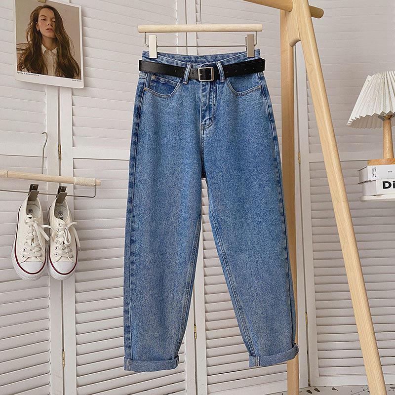 StrideBox Women's High-Waist Retro Slim Straight Jeans - Summer Thin Carrot Fit S