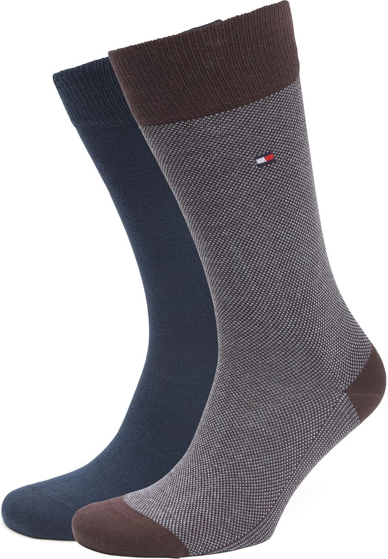 Tommy Hilfiger 2-Pack Sokken Birdseye Burgundy Navy