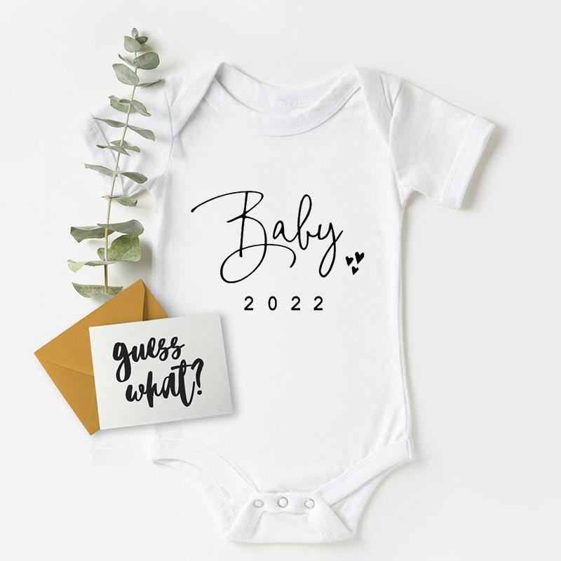 Jiangkao Baby Aankondiging Onesies Binnenkort 2022 Pasgeboren Baby Body Zomer Jongens Meisjes Romper Body Zwangerschap Onthullen Kleding 3M