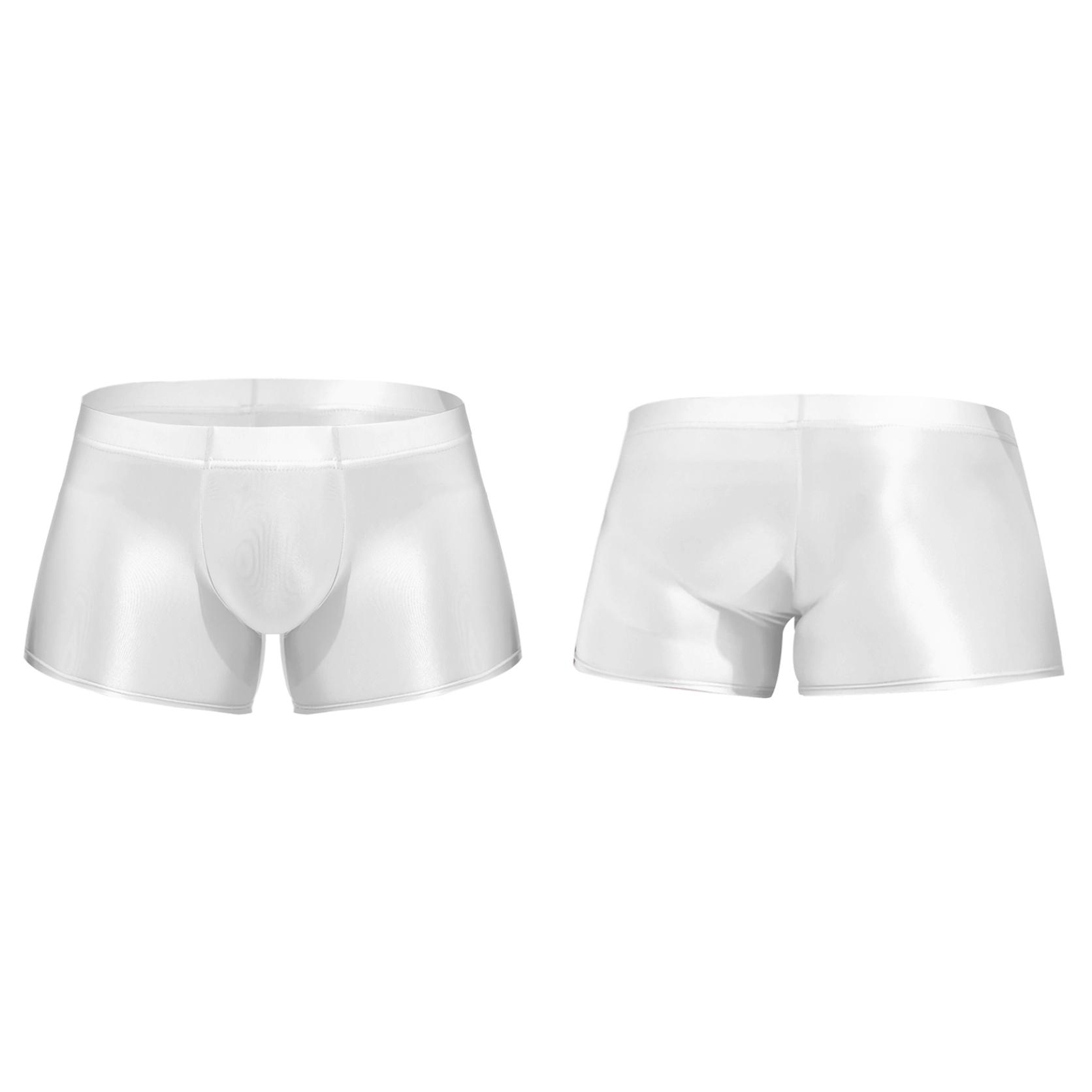 Yunduantong-Adult Heren laagbouw glanzende boxershorts bodems badmode ondergoed laagbouw onderbroeken zwembroeken M