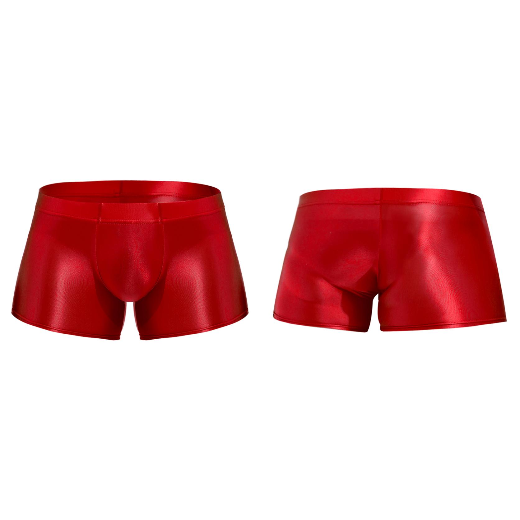 Yunduantong-Adult Heren laagbouw glanzende boxershorts bodems badmode ondergoed laagbouw onderbroeken zwembroeken L
