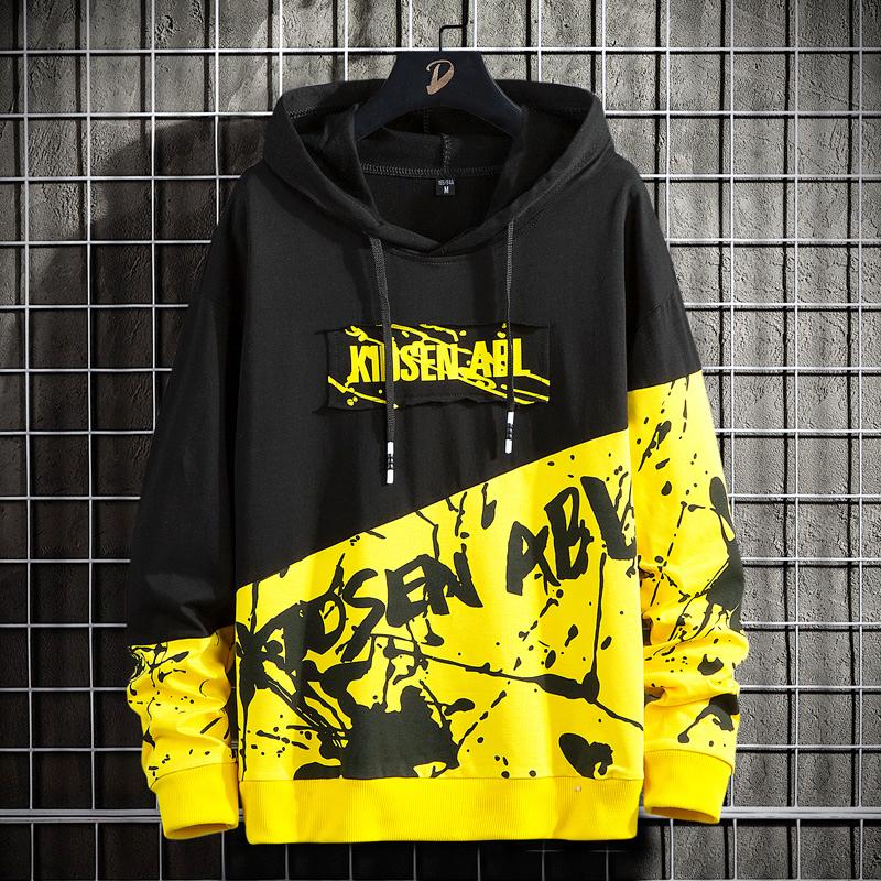 KAOLA Heren lente en herfst enkellaags capuchon sweatshirt lange mouw bedrukt capuchon pullover sweatshirt XL