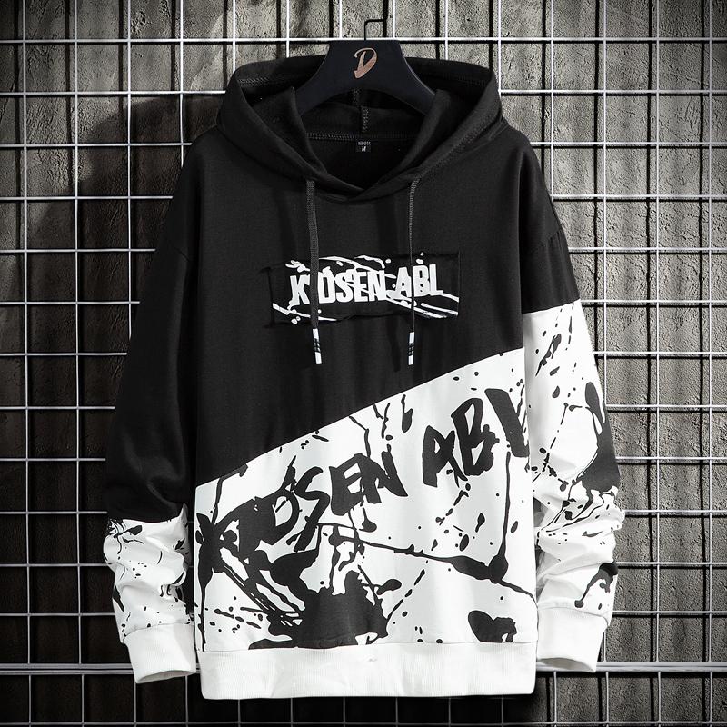 KAOLA Heren lente en herfst enkellaags capuchon sweatshirt lange mouw bedrukt capuchon pullover sweatshirt L