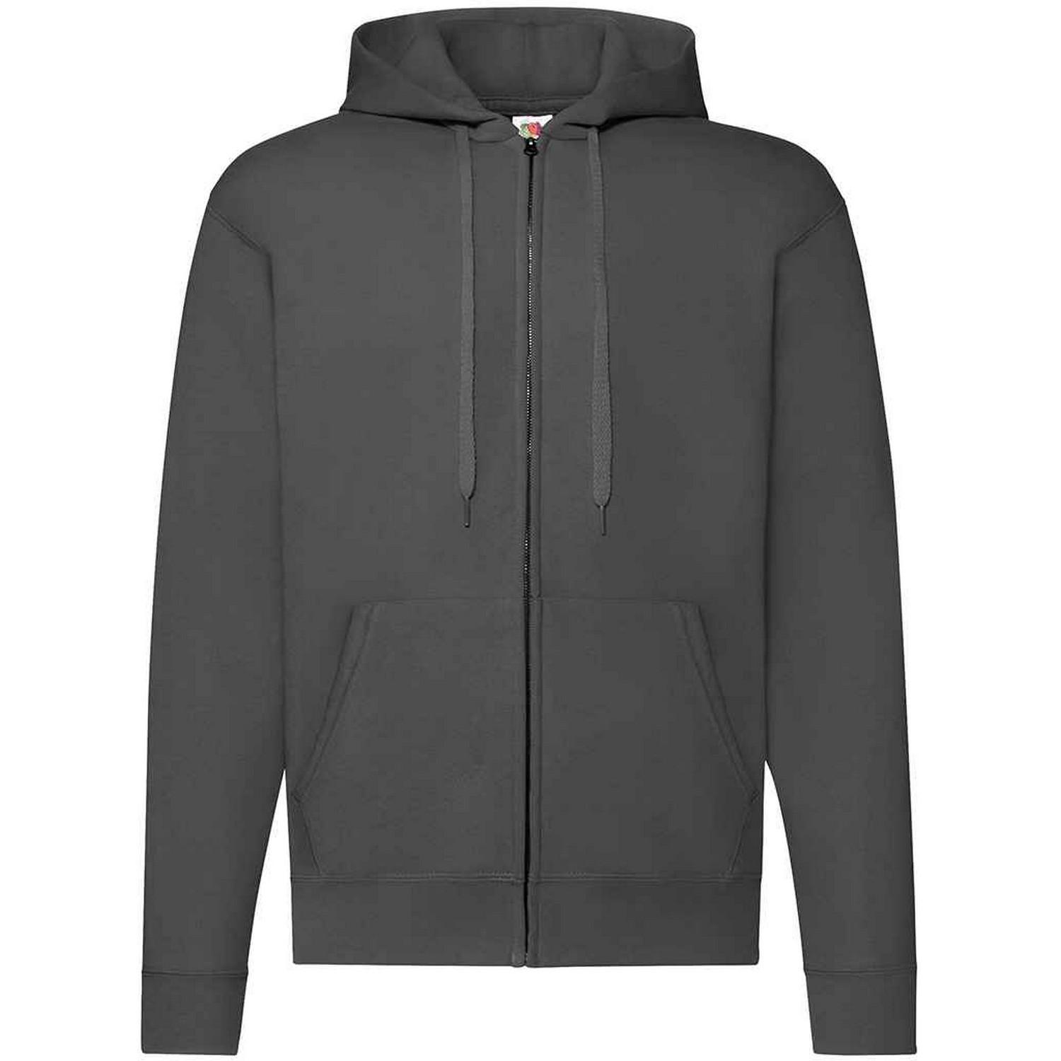 Fruit Of The Loom Klassieke herenhoodie met rits S lichtgrijze kleur