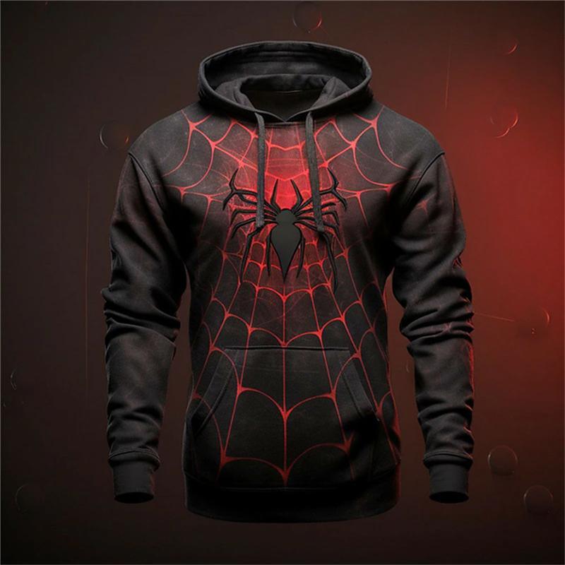 HerSight Herfstmode Sweatshirts voor heren 3D-print Spinnenpatroon Vrijetijdskleding Cosplay Oversized Hoodie Hiphop Trend Harajuku Streetwear L
