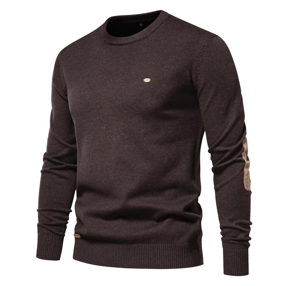 AIOPESON Men Fashion 2023 Nieuwe Herfst Katoenen Trui voor Heren O Hals Patchwork Mouw Truien Heren Effen Kleur Warme Winter Heren Truien S 55-65 kg