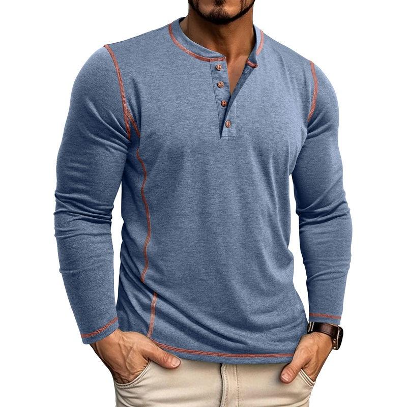 Phoca largha Henley T-Shirt for Men Casual Long Sleeve Lightweight Button Pullover Shirts Stretch Basic Tees Tops Men's Workout Athletic Slim Fit Henley Shirts S