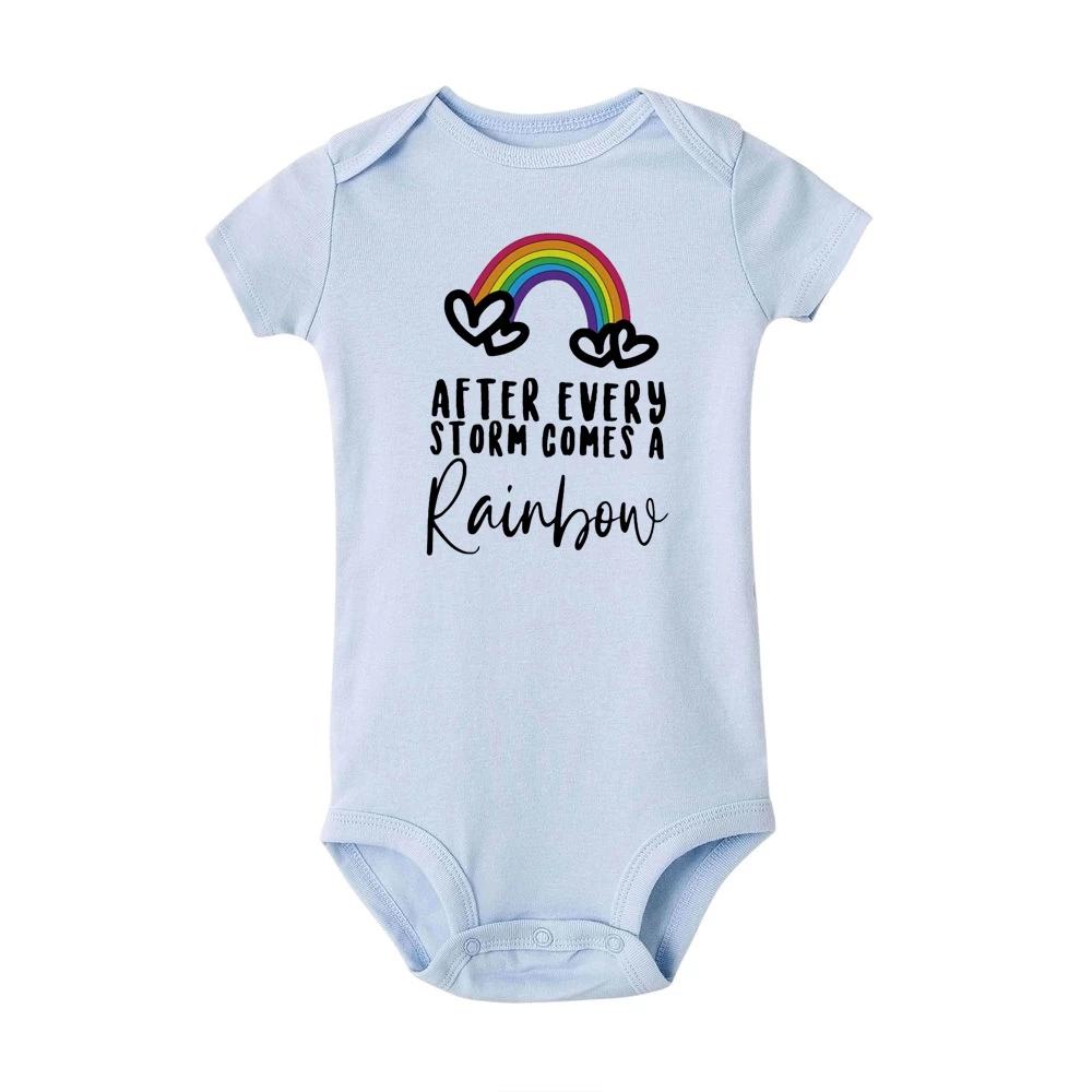 Jiangkao Na elke storm komt een regenboog baby baby romper zwangerschap aankondiging cadeau 24M blauw