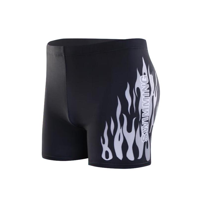 Hello Men Strandversie Boxer Heren Ademende zwembroek Vlamgedrukte sexy badmode XL grijs/zwart